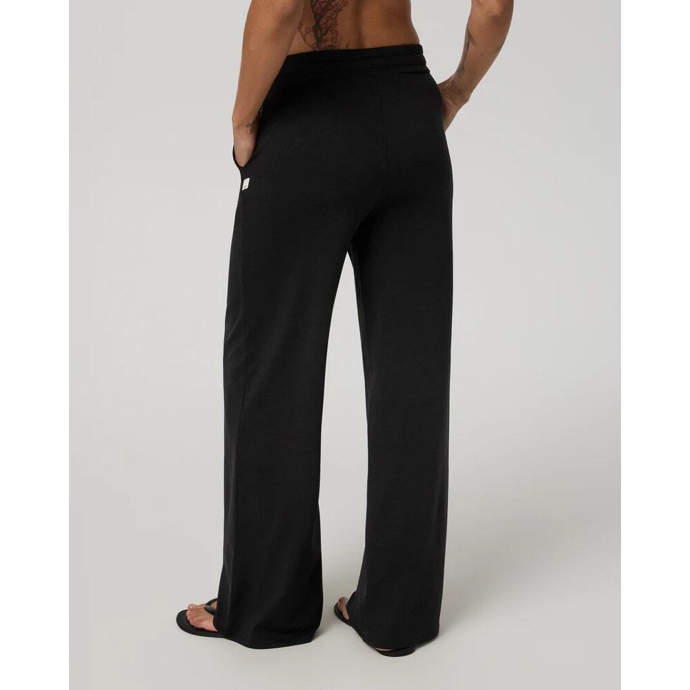 Vuori Halo Essential Wideleg Pants Black Heather Pintuck DreamKnit Size Small - Picture 2 of 8